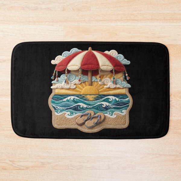 Item preview, Whimsical Beach Sunset Umbrella Felt Art designed and sold by colorsartss.