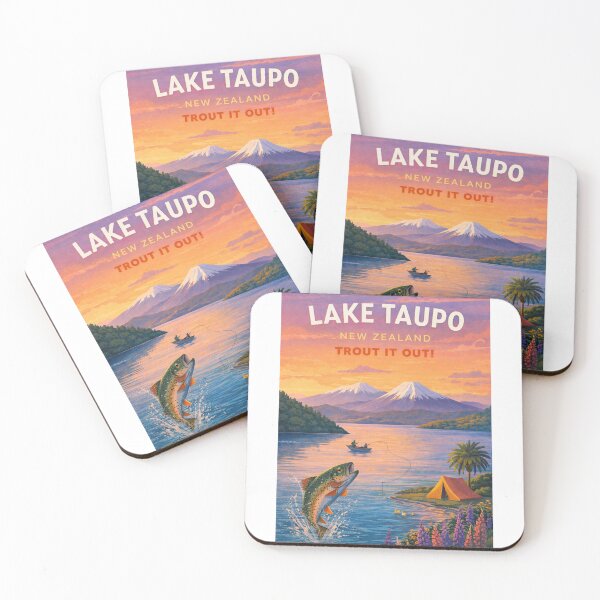 Item preview, Lake Taupo Waikato New Zealand Tongariro National Park Mount Ruapehu Trout Fishing designed and sold by Aryabek.