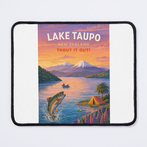 Item preview, Lake Taupo Waikato New Zealand Tongariro National Park Mount Ruapehu Trout Fishing designed and sold by Aryabek.