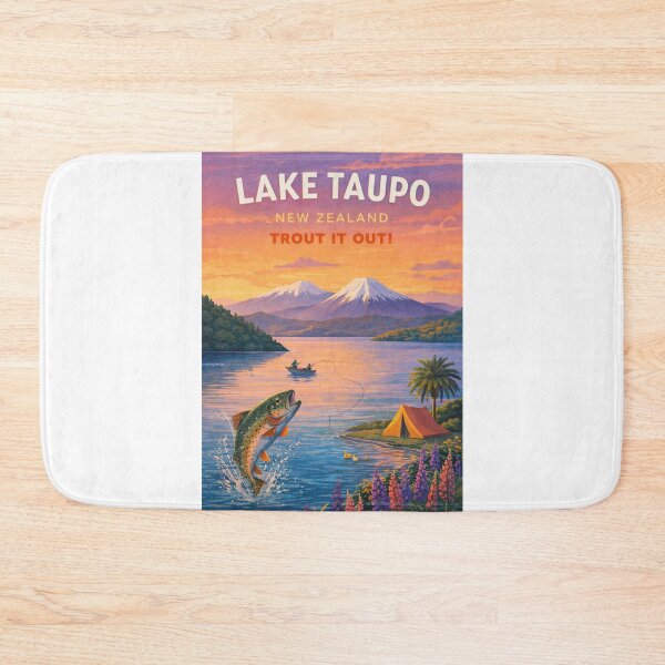 Item preview, Lake Taupo Waikato New Zealand Tongariro National Park Mount Ruapehu Trout Fishing designed and sold by Aryabek.