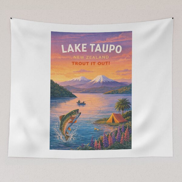 Item preview, Lake Taupo Waikato New Zealand Tongariro National Park Mount Ruapehu Trout Fishing designed and sold by Aryabek.