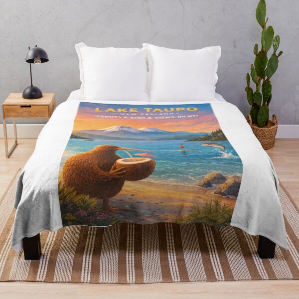 Item preview, Lake Taupo Waikato New Zealand Tongariro National Park Mount Ngauruhoe Trout Fishing designed and sold by Aryabek.