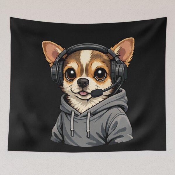 Item preview, Chihuahua Gamer Dog Headset Streaming Hoodie designed and sold by Tsugraf Designs.