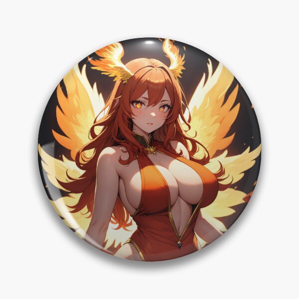 Item preview, Anime Phoenix Goddess - Tsuba Isasumi Fiery Angel in Radiant Red Dress designed and sold by iloveanimechibi.
