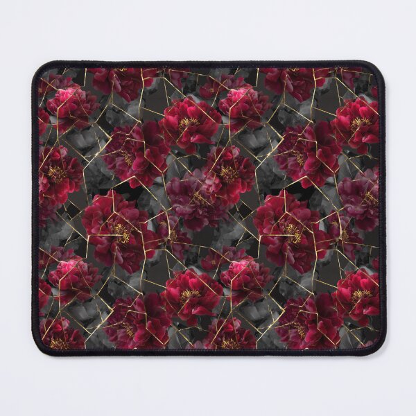 Item preview, Dark Moody Floral Burgundy Peony Kintsugi Gold Pattern designed and sold by Prismatect.