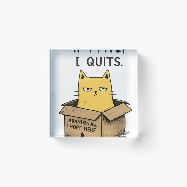 Item preview, Sarcastic Yellow Cat in Box If I Fits I Quits Meme Design designed and sold by anandariki.