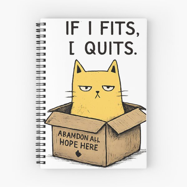 Item preview, Sarcastic Yellow Cat in Box If I Fits I Quits Meme Design designed and sold by anandariki.