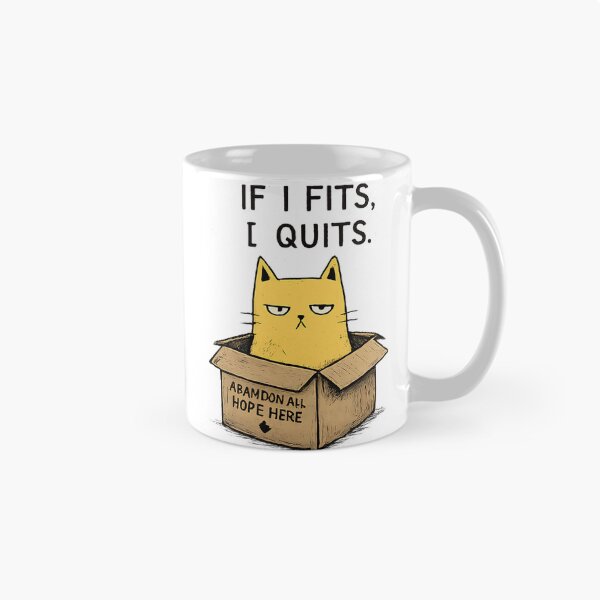 Item preview, Sarcastic Yellow Cat in Box If I Fits I Quits Meme Design designed and sold by anandariki.