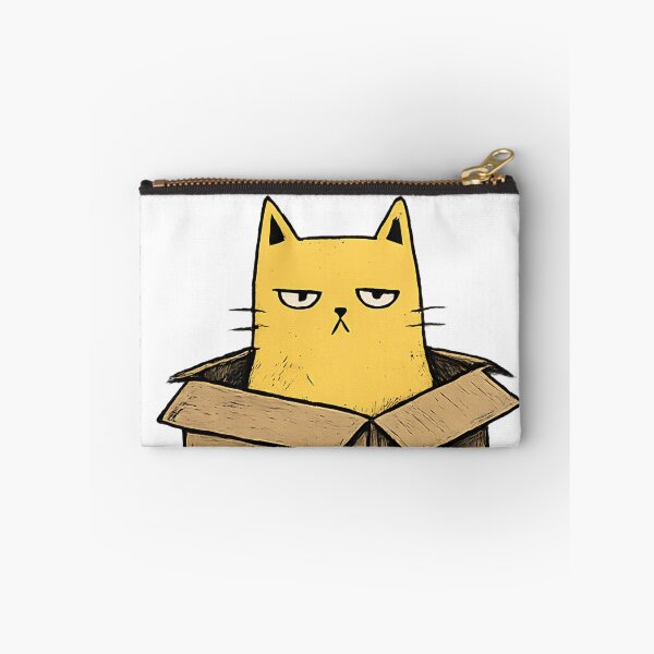 Item preview, Sarcastic Yellow Cat in Box If I Fits I Quits Meme Design designed and sold by anandariki.
