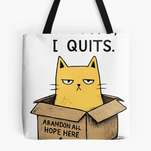 Item preview, Sarcastic Yellow Cat in Box If I Fits I Quits Meme Design designed and sold by anandariki.