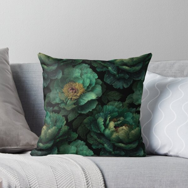 Item preview, Dark Moody Emerald Green Peony Floral Pattern designed and sold by Prismatect.