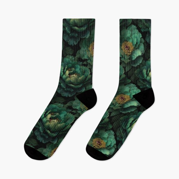 Item preview, Dark Moody Emerald Green Peony Floral Pattern designed and sold by Prismatect.