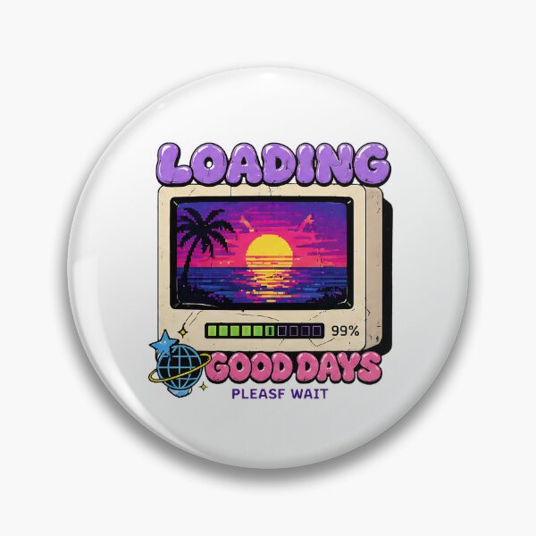 Item preview, 99 Percent Loading Good Days Retro PC Synthwave Sunset Art designed and sold by anandariki.