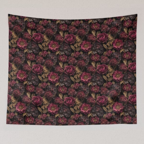 Item preview, Dark Moody Burgundy Floral Botanical Pattern designed and sold by Prismatect.