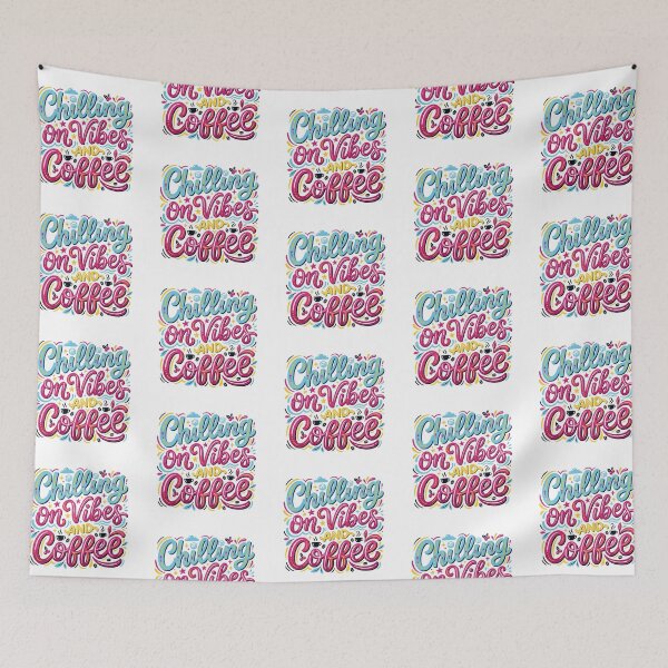 Item preview, Chilling on Vibes and Coffee Colorful Typography Design – Cute Aesthetic Coffee Lover Graphic designed and sold by TheStephanieRome.