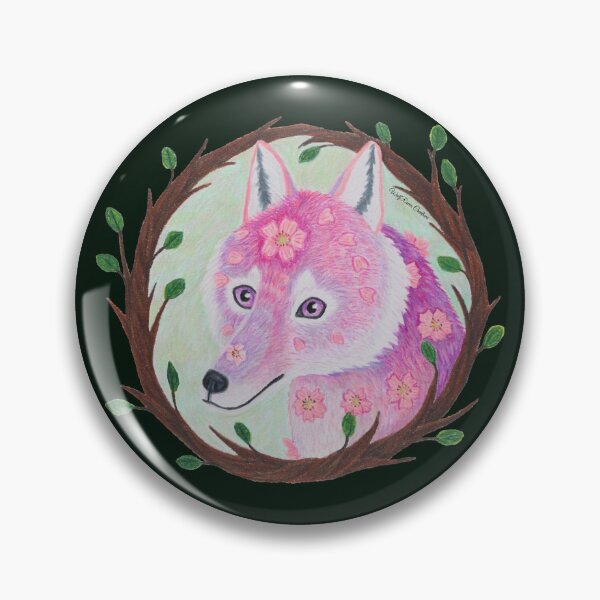 Item preview, Sakura wolf portrait in colored pencil designed and sold by WolfRaven Creations.