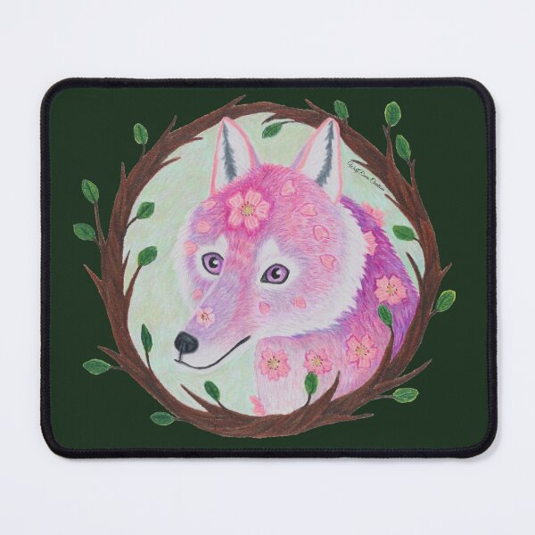 Item preview, Sakura wolf portrait in colored pencil designed and sold by WolfRaven Creations.