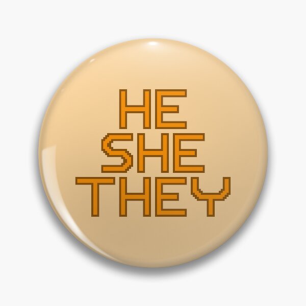 Item preview, Orange He/She/They Pixelated Pronouns designed and sold by Lilac-Cat.