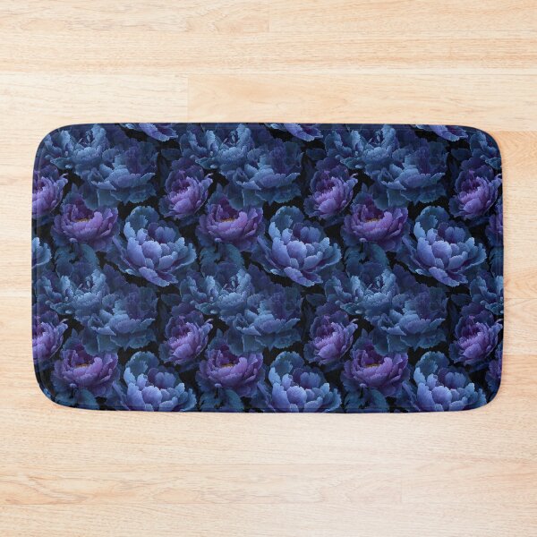 Item preview, Dark Moody Blue Peonies Midnight Floral Pattern designed and sold by Prismatect.