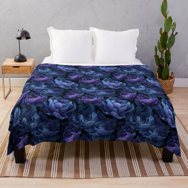 Item preview, Dark Moody Blue Peonies Midnight Floral Pattern designed and sold by Prismatect.