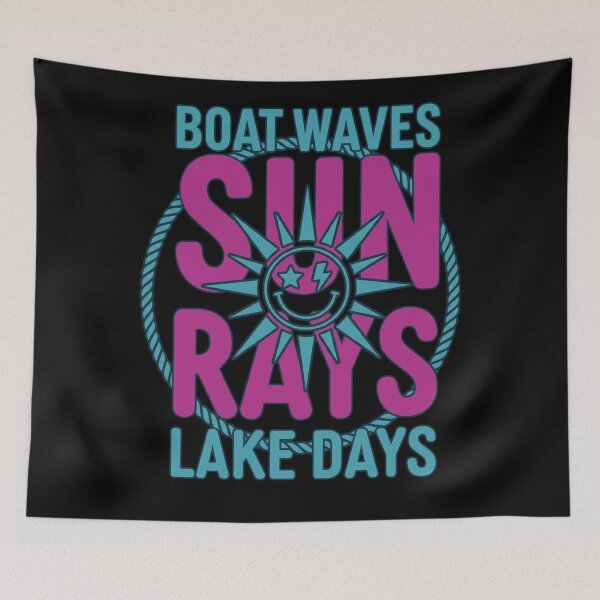 Item preview, Boat Waves Sun Rays Lake Days Retro Sun designed and sold by colorsartss.