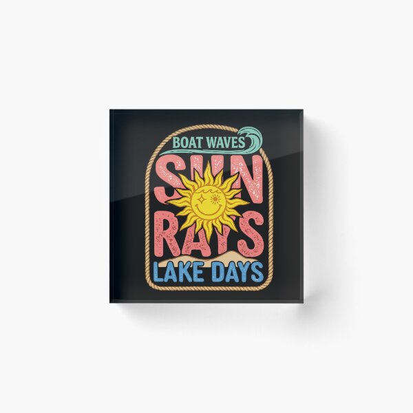 Item preview, Boat Waves Sun Rays Lake Days Retro Sun designed and sold by colorsartss.