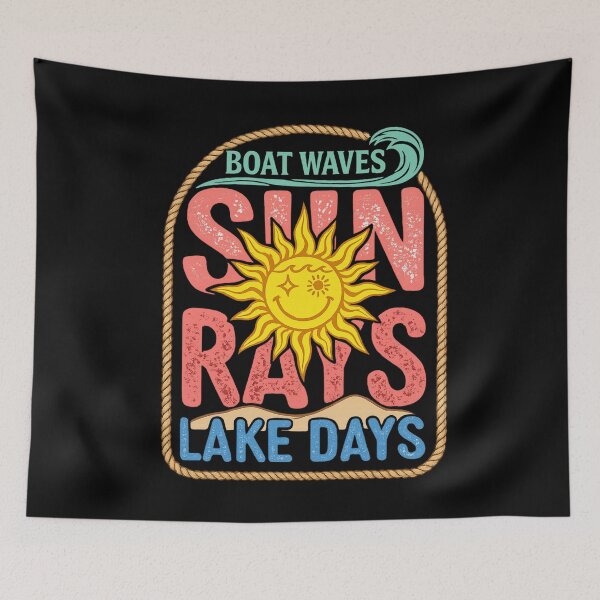 Item preview, Boat Waves Sun Rays Lake Days Retro Sun designed and sold by colorsartss.