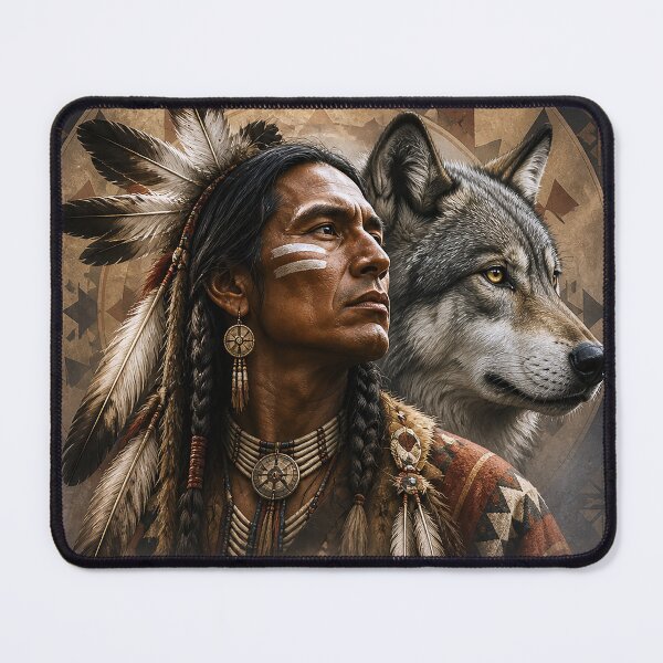 Item preview, Spirit of the Wolf – Rustic Wilderness Art Print designed and sold by GMACgraphicsCo.