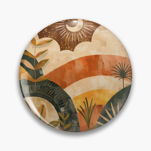 Item preview, Boho Earthtones, Green, Orange, And Yellow Sunset Landscape designed and sold by DEC02.