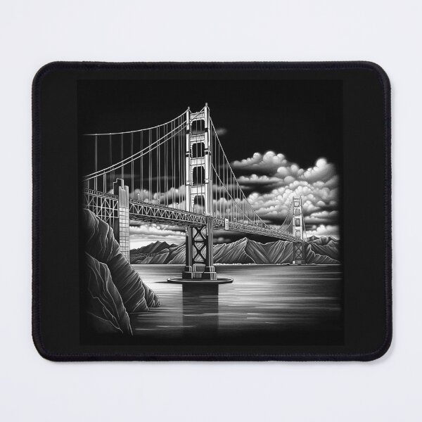 Item preview, Black and White Golden Gate Bridge Illustration | San Francisco Night Art designed and sold by inkoutninja.