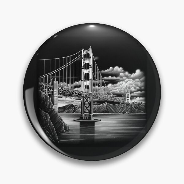 Item preview, Black and White Golden Gate Bridge Illustration | San Francisco Night Art designed and sold by inkoutninja.