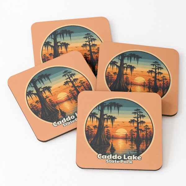 Item preview, Caddo Lake State Park Sunset Poster | Retro Cypress Swamp Travel Art designed and sold by SimplyJasper.