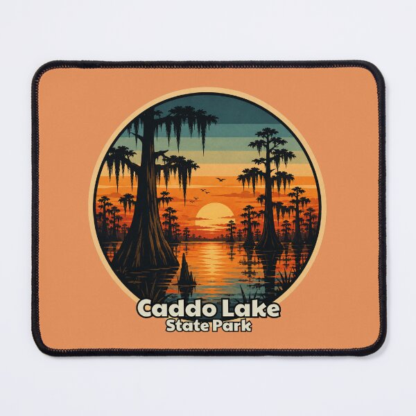 Item preview, Caddo Lake State Park Sunset Poster | Retro Cypress Swamp Travel Art designed and sold by SimplyJasper.