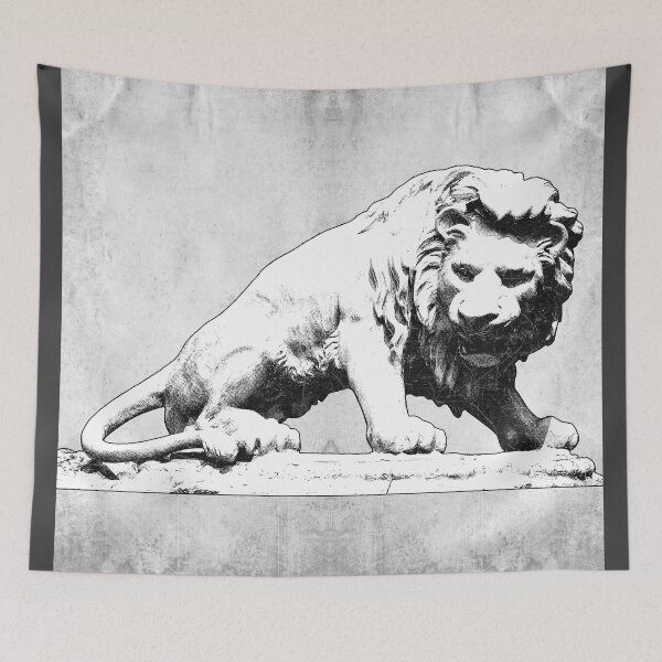 Item preview, Lion Statue II Dark Gothic Crouching Stone Art designed and sold by Ghoul Enterprises.