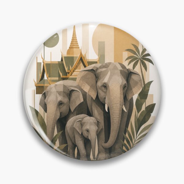 Item preview, Boho Sacred Elephant Family - Thai Temple Zen Wall Art designed and sold by Nova Graphix.
