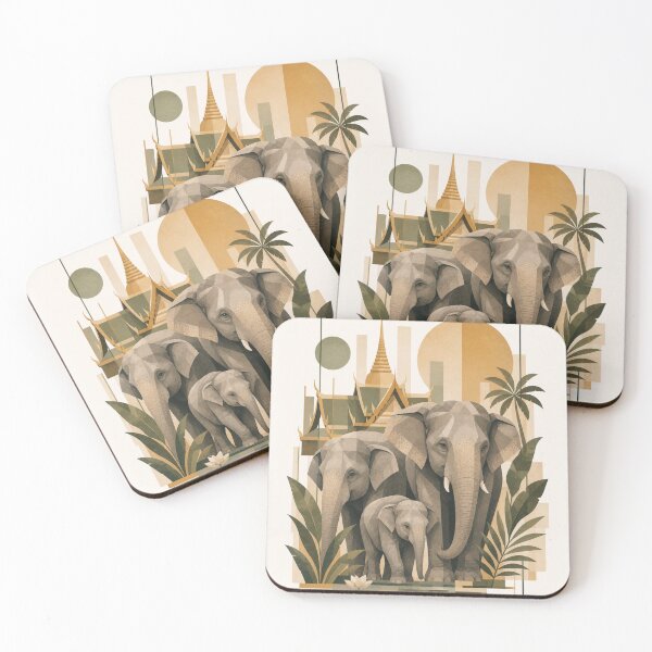 Item preview, Boho Sacred Elephant Family - Thai Temple Zen Wall Art designed and sold by Nova Graphix.