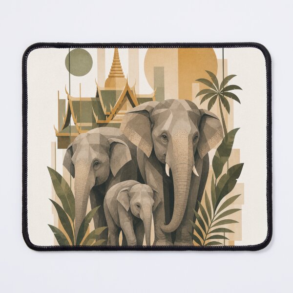 Item preview, Boho Sacred Elephant Family - Thai Temple Zen Wall Art designed and sold by Nova Graphix.