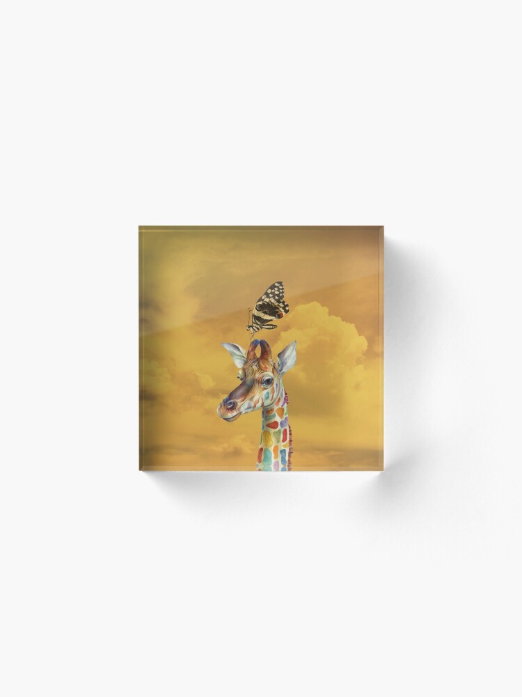 Alternate view of Giraffe and Butterfly Acrylic Block