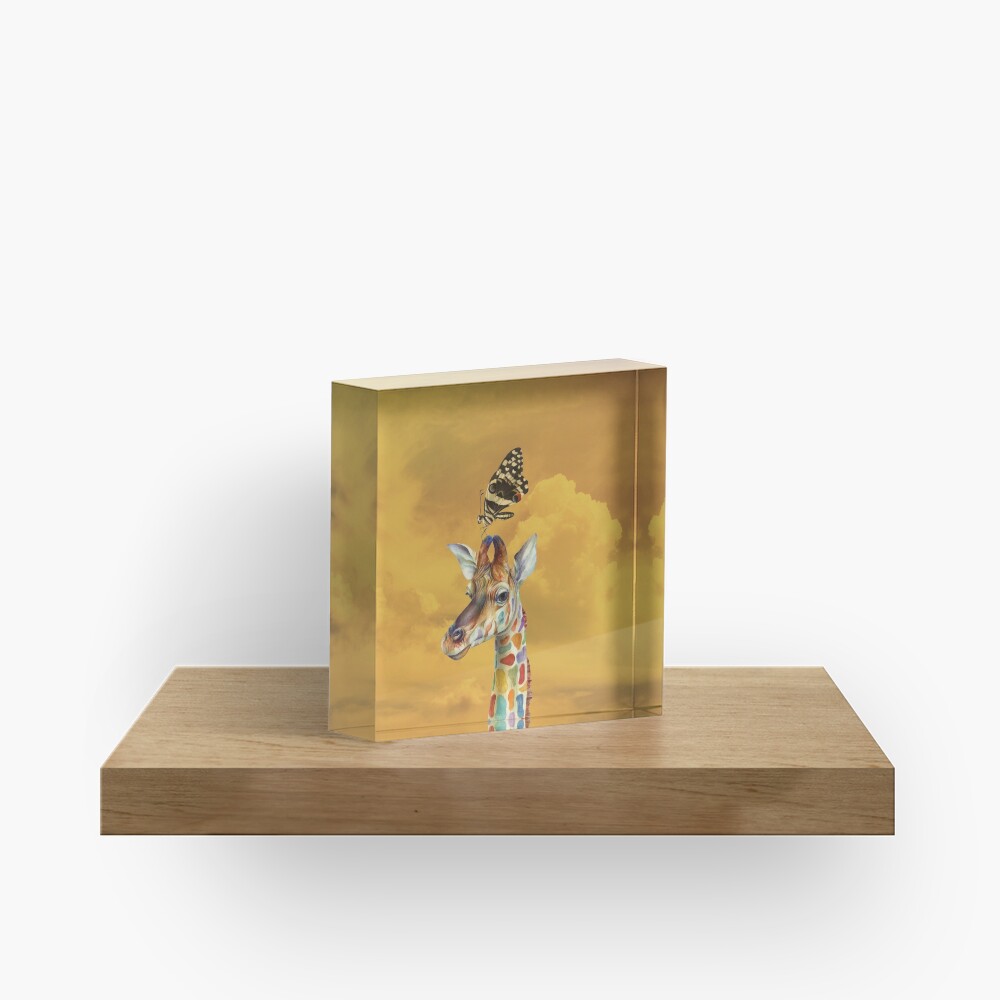 Giraffe and Butterfly Acrylic Block