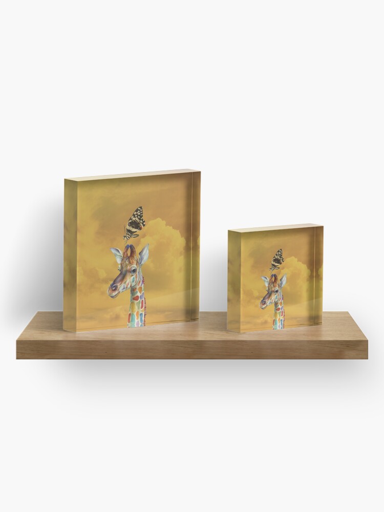 Alternate view of Giraffe and Butterfly Acrylic Block
