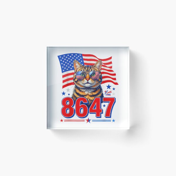 Item preview, 8647 cat patriotic 86 47 funny cat usa flag sunglasses designed and sold by 3INEKMIZAN.