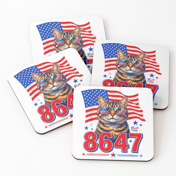 Item preview, 8647 cat patriotic 86 47 funny cat usa flag sunglasses designed and sold by 3INEKMIZAN.