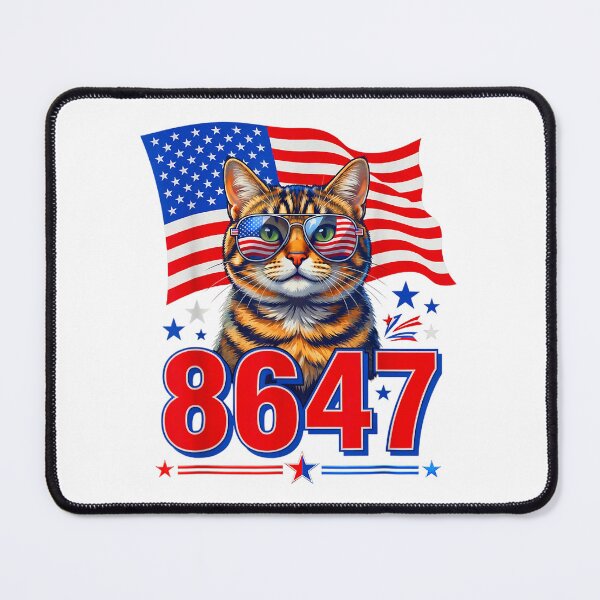 Item preview, 8647 cat patriotic 86 47 funny cat usa flag sunglasses designed and sold by 3INEKMIZAN.