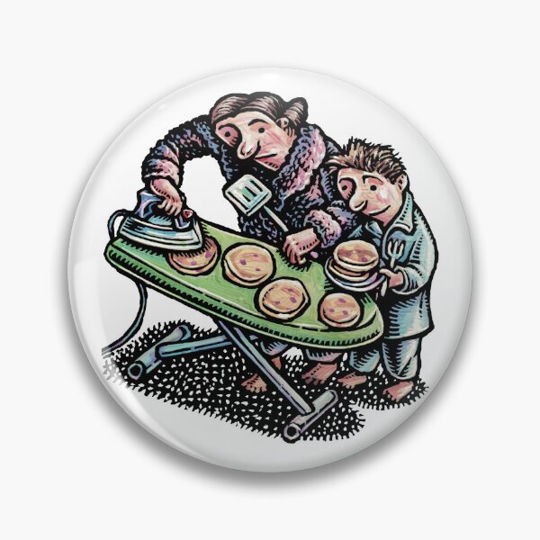 Item preview, mother irons pancakes on an ironing board for her son designed and sold by LisaHaney.