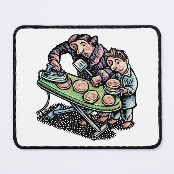Item preview, mother irons pancakes on an ironing board for her son designed and sold by LisaHaney.