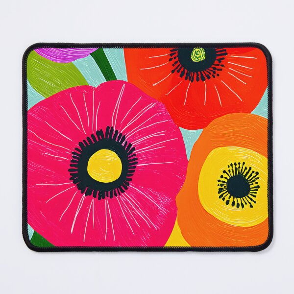 Item preview, Warm Tone Botanical Flowers - Colorful Floral Array on Light Blue Background with Bold Petals  designed and sold by OlfactoART Studio.