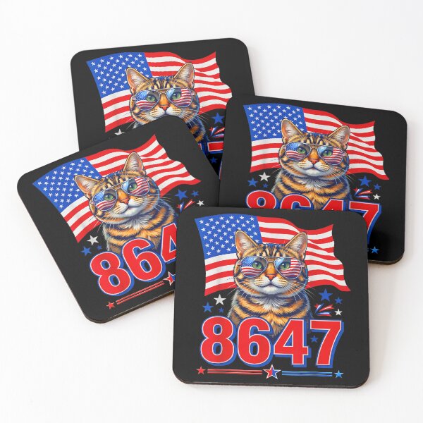 Item preview, 8647 cat patriotic 86 47 funny cat usa flag sunglasses designed and sold by 3INEKMIZAN.