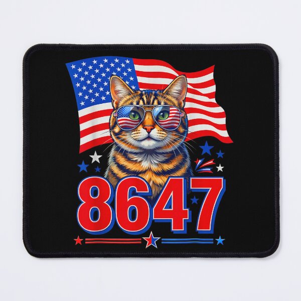 Item preview, 8647 cat patriotic 86 47 funny cat usa flag sunglasses designed and sold by 3INEKMIZAN.