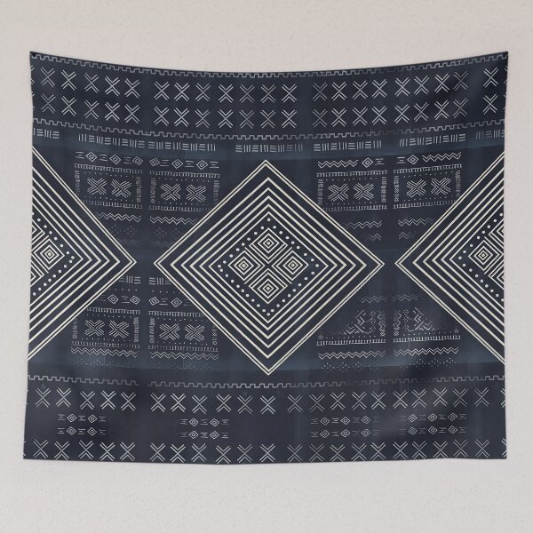 Item preview, Indigo Mudcloth Tribal Diamond Art Illustration designed and sold by arteresting-art.