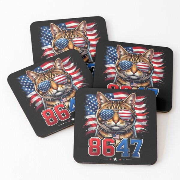 Item preview, 8647 cat patriotic 86 47 funny cat usa flag sunglasses designed and sold by 3INEKMIZAN.